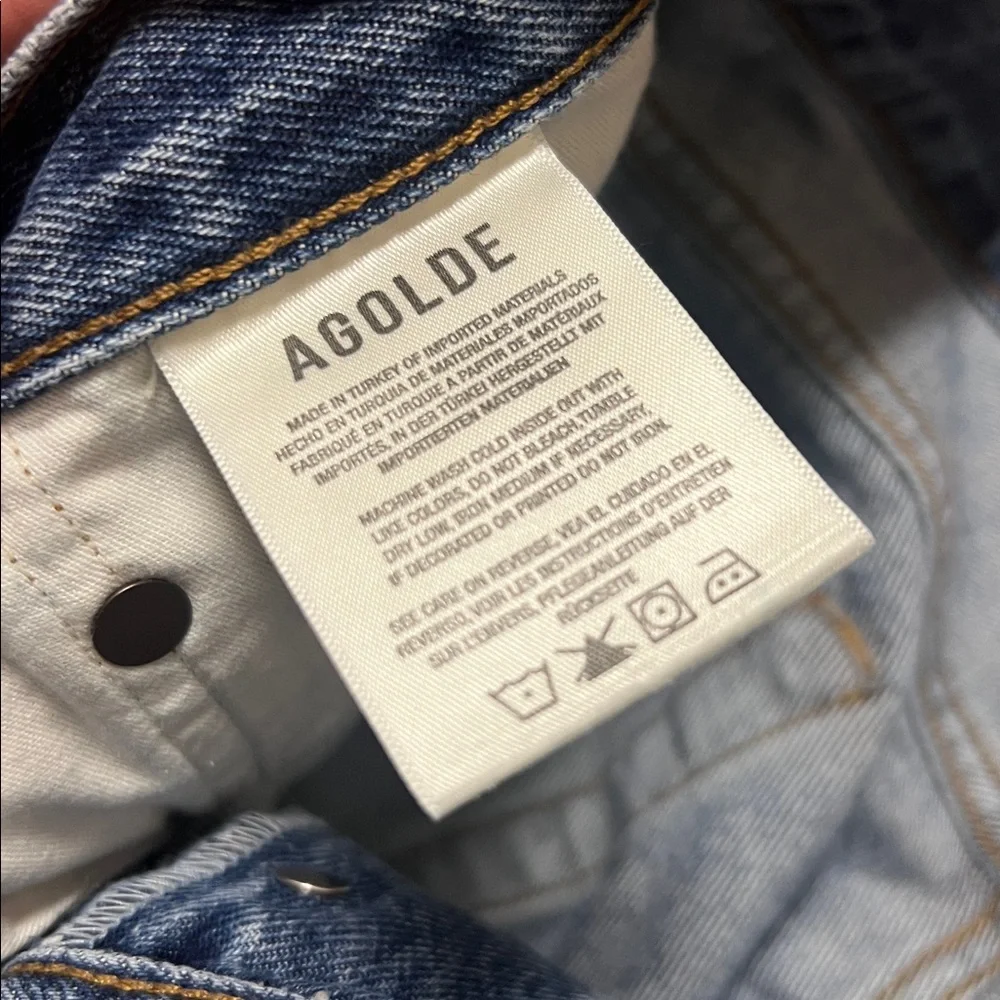 Agolde Distressed Blue Jean Shorts